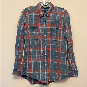 Lucky Brand Blue and Orange Plaid Shirt